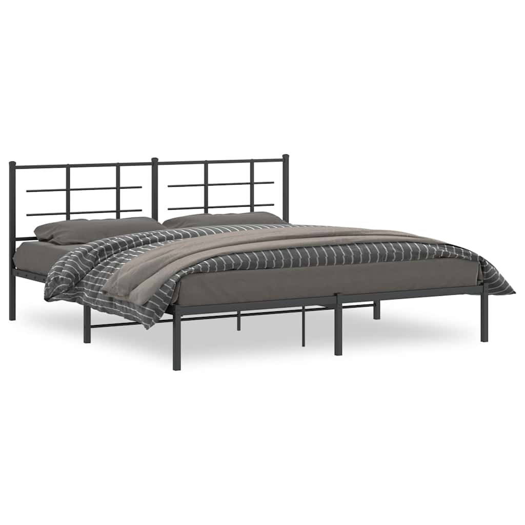 Łóżko Metalowe Czarne Rama Łóżka Ze Stelażem Do Sypialni Pokoju 183x213 cm