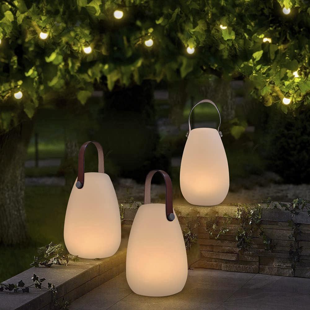 Lampe de table LED extérieur avec Télécommande Blanc chaud 8 couleurs Intensité variable Lampe de Table sans fil étanche Décoration idéale (ronde) - 4