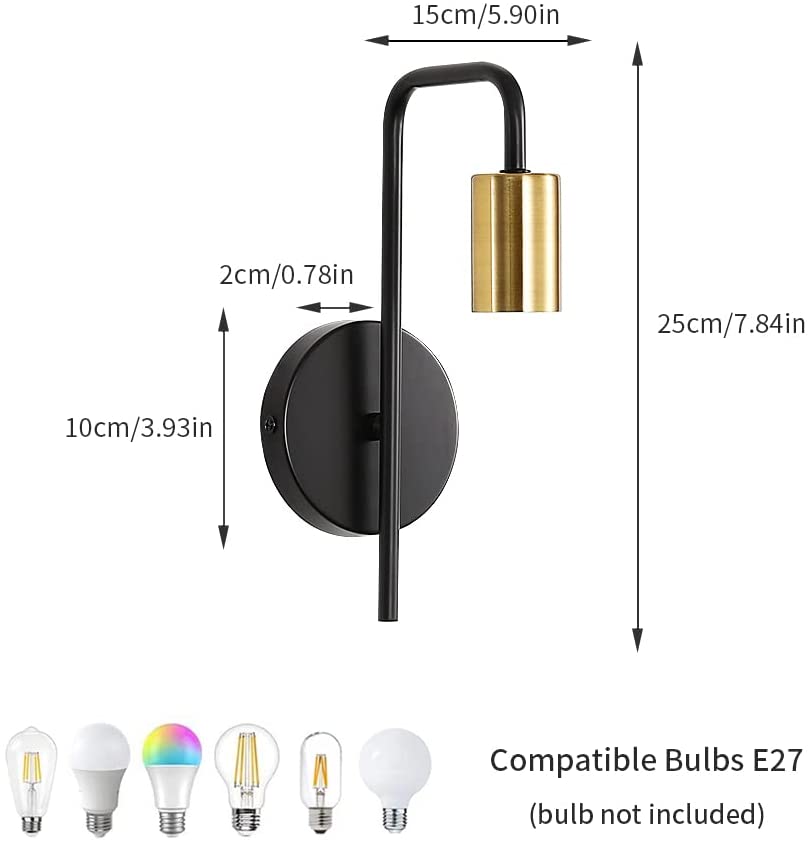 GOECO Pack de 2 Apliques de pared vintage, lámpara de pared industrial para interiores, foco de pared de hierro retro para barra de pasillo dormitorio - 5