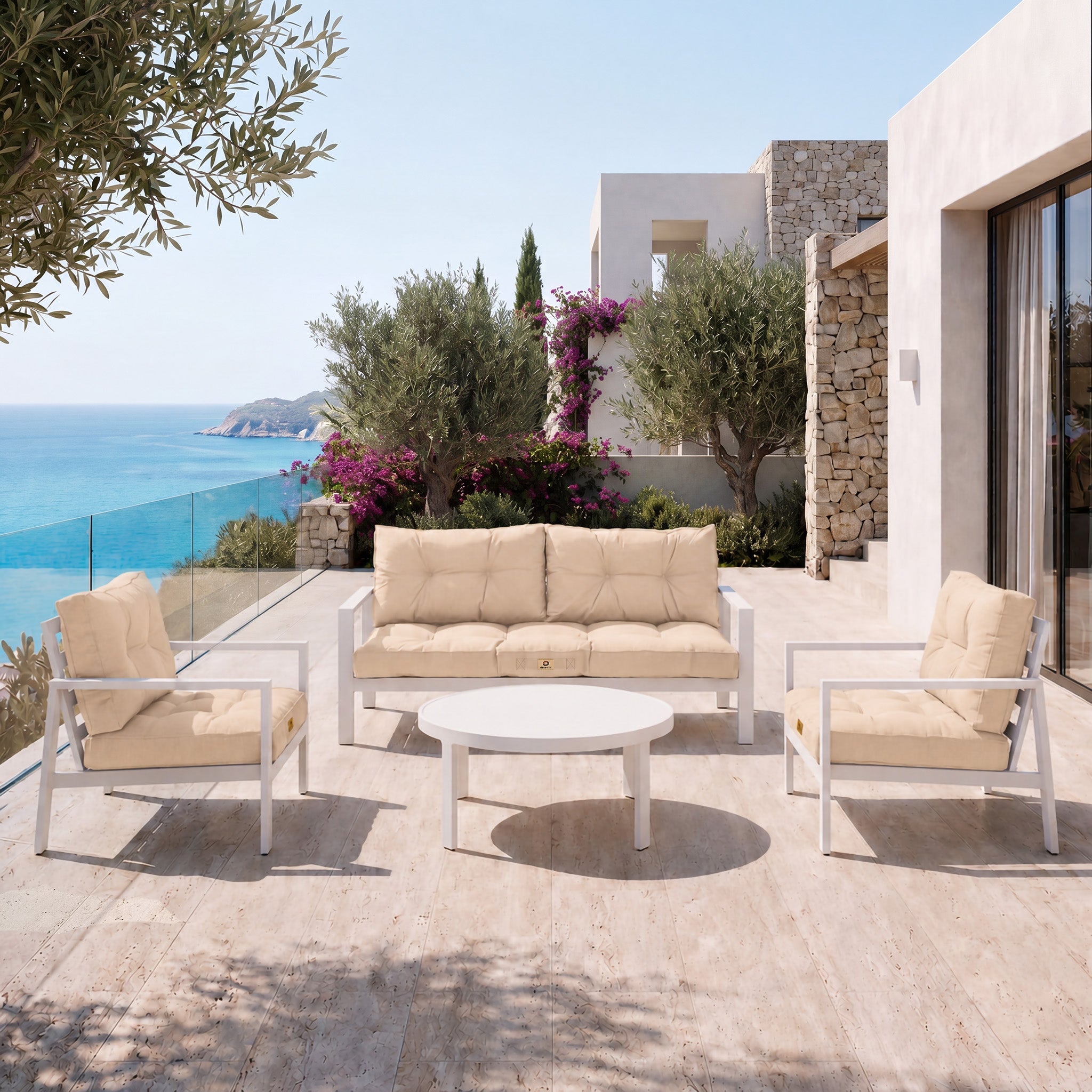 Coussins pour salon de jardin capitonné 100x50cm Beige - 6