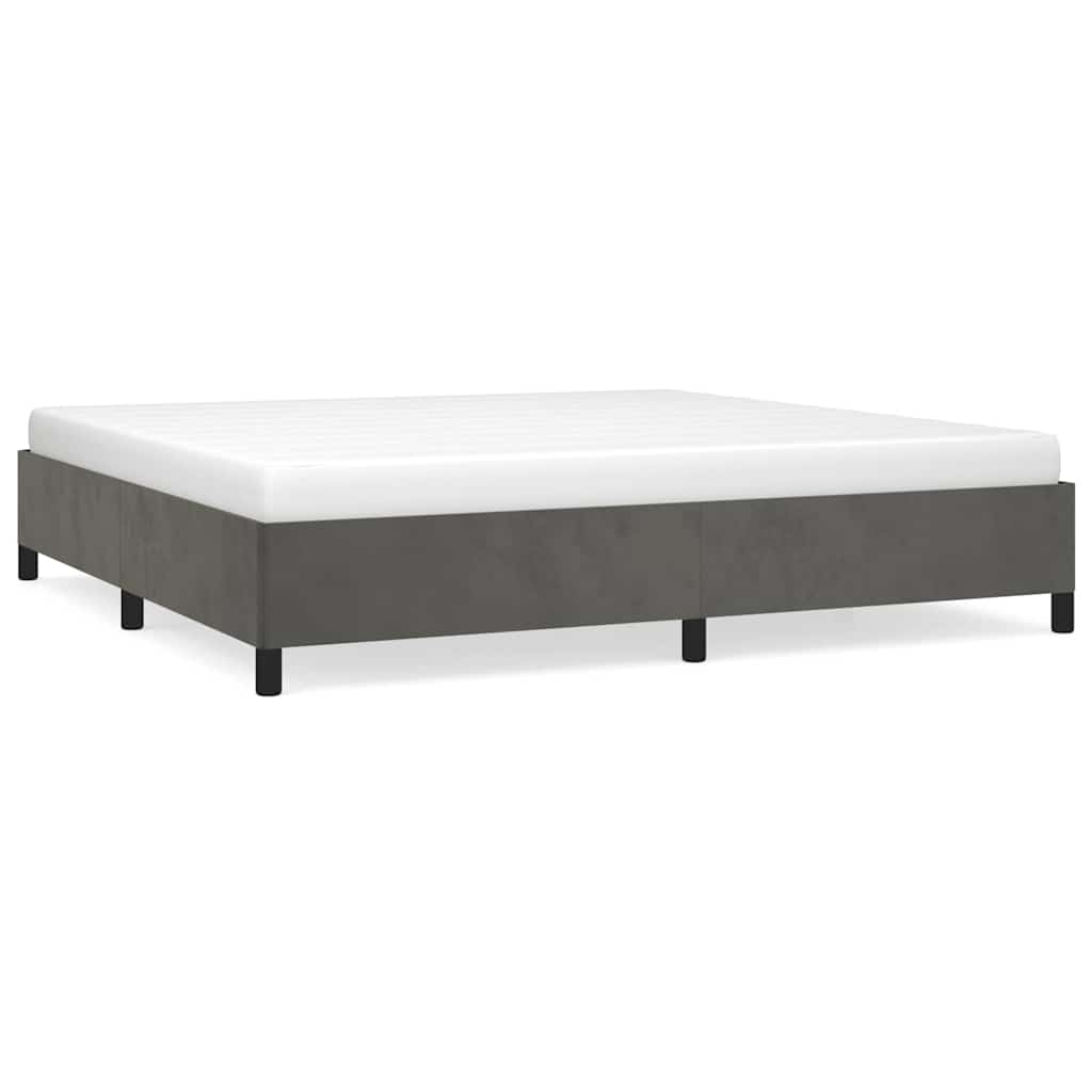 Cadre de lit sans matelas velours gris foncé 200x200 cm - 2