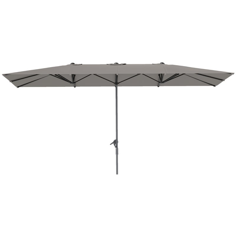Outsunny-Parasol podwójny z korbą-451 x 264 cm-Ochrona UV 50+-Wiatroszczelny parasol ogrodowy-Parasol balkonowy