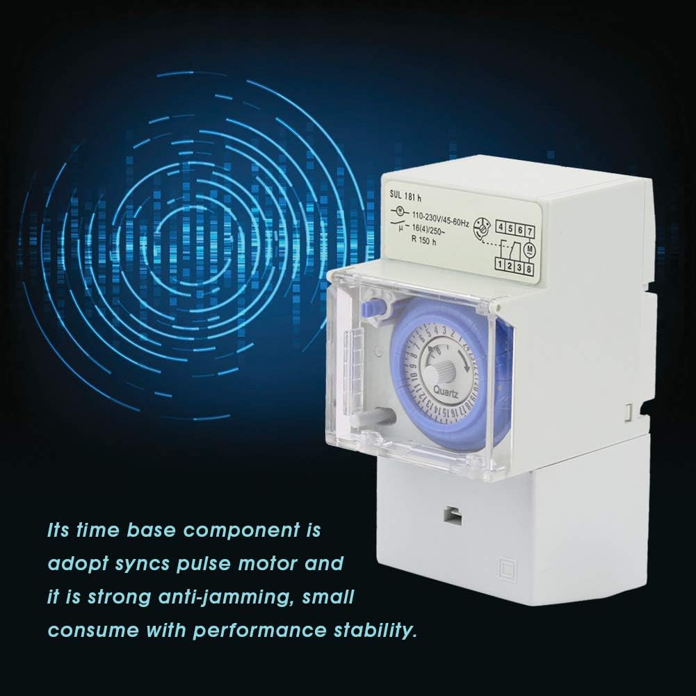 Minuterie Mécanique Étanche, Horloge Programmable 24h Programmateur pour Chauffe Eau Électrique, AC230V - 4