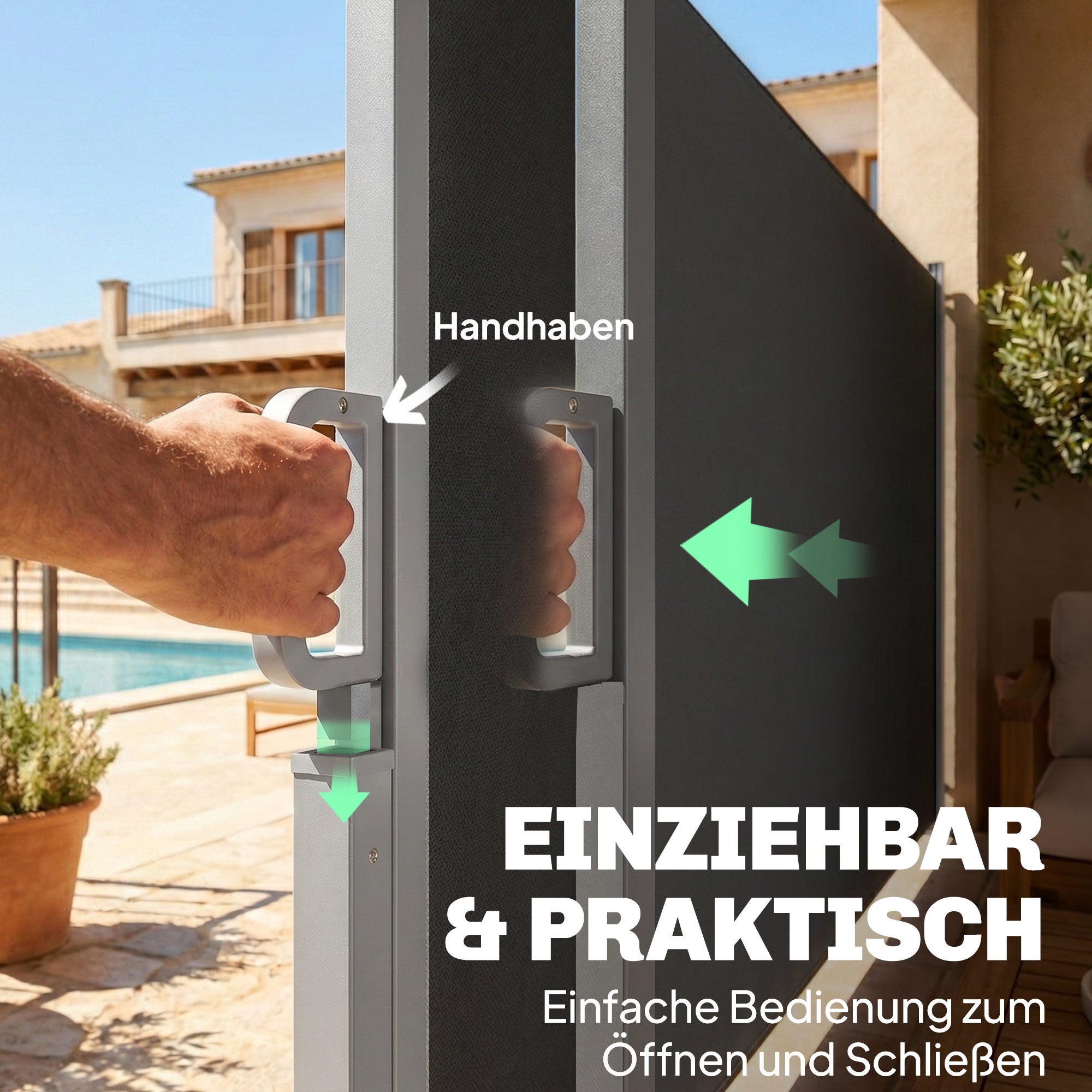 Toldo lateral extensível tela privacidade exterior hidrófugo UV50+ 420x185cm cinza escuro - 7