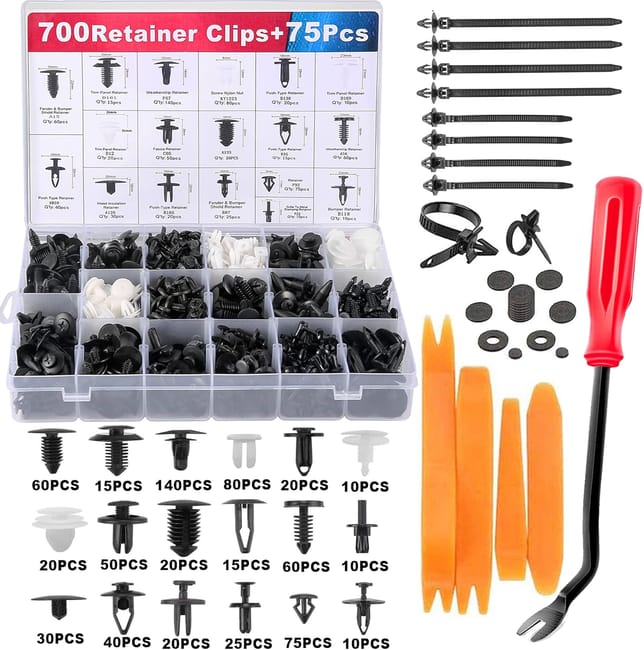 (775 piezas) Remaches de plástico, clips universales para paneles y ...