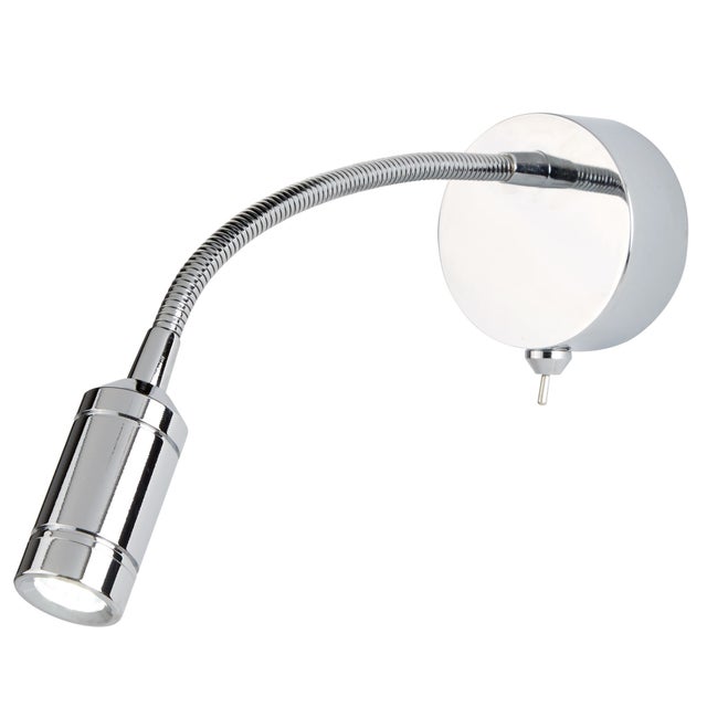 Applique liseuse FLEXY WALL Led patère et tête chrome et bras flexible chrome Led 1w 100 lumens 3000k av inter