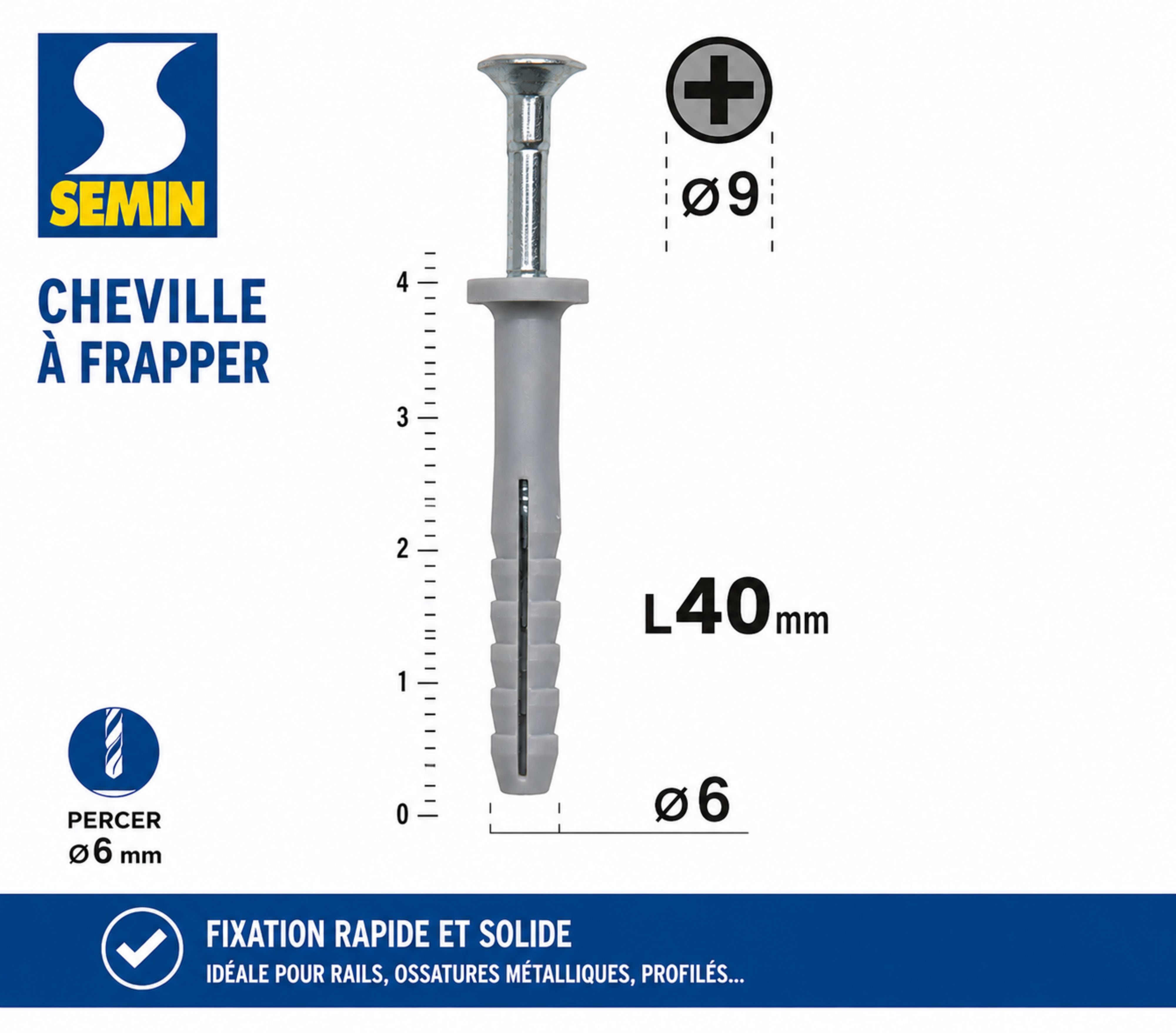 Cheville Clous Vis Semin, 6 x 40 mm, Boite de 200 - 5