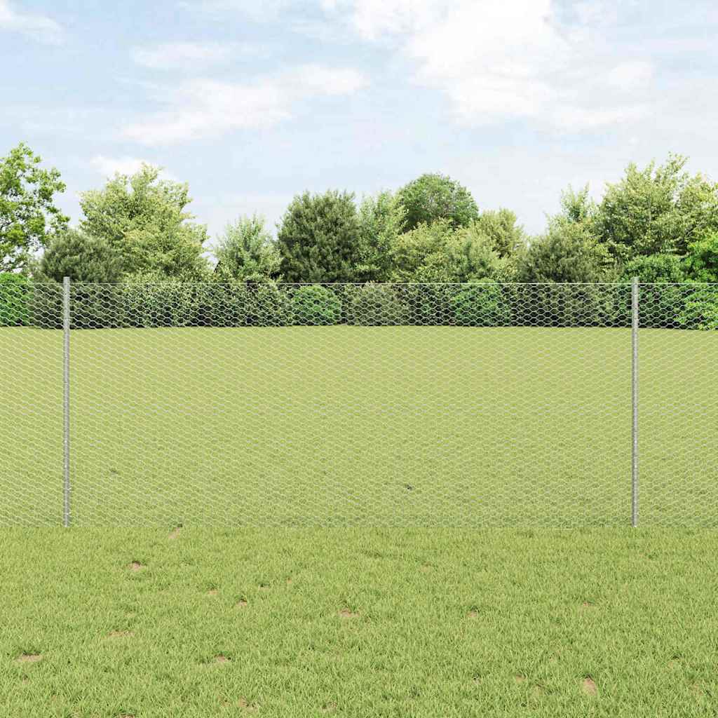 Ogrodzenie z słupkiem Srebrny 1 x 10 m Stal vidaXL