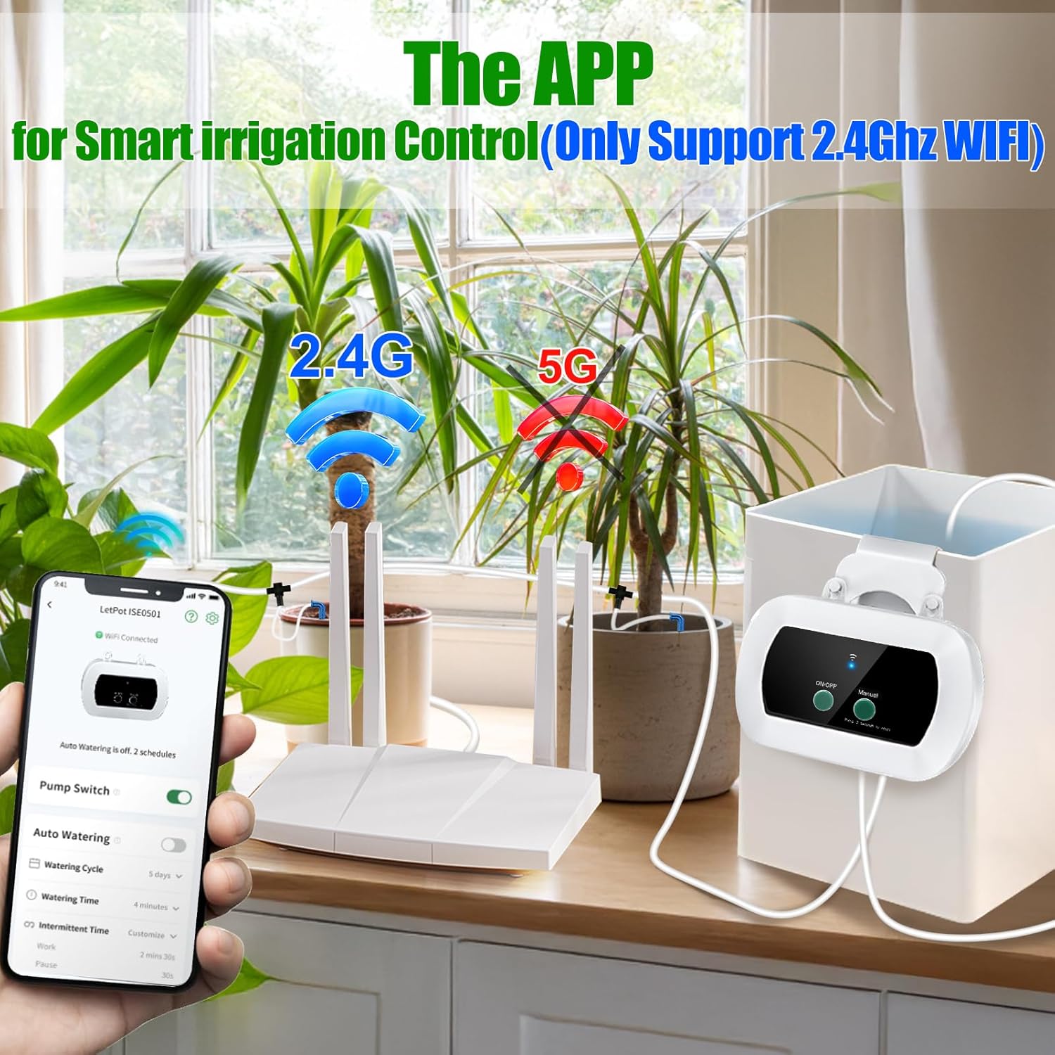 Système d'irrigation WiFi, contrôle d'application, minuterie intelligente, kit goutte à goutte à goutte, 15 buses pour jardin, balcon, intérieur - 3