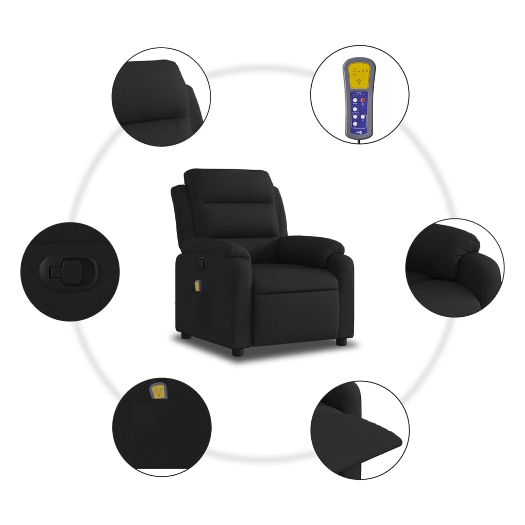 Fauteuil de Salon，Chaise，Fauteuil inclinable de massage noir tissu - 6