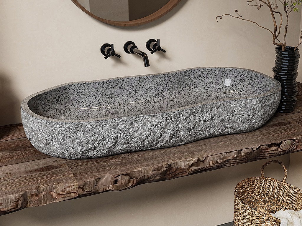 Umywalka nablatowa z kamienia rzecznego - PIEDRI