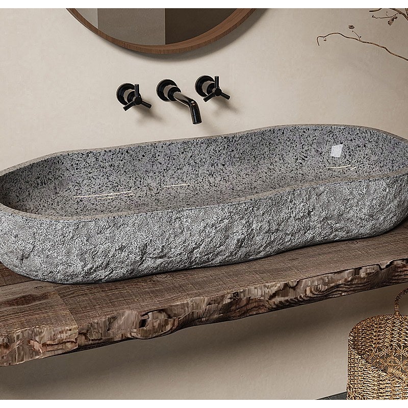 Umywalka nablatowa z kamienia rzecznego - PIEDRI