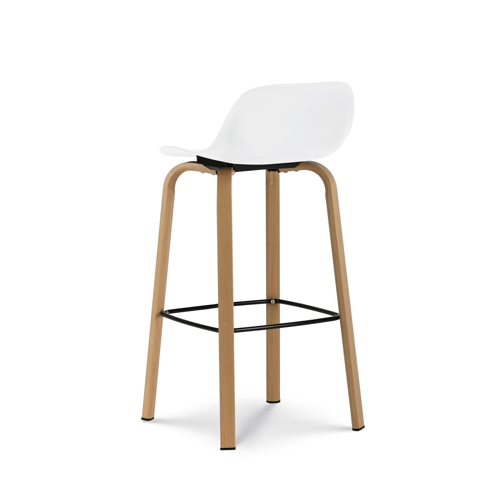 Conjunto de 2 taburetes de bar blancos de estilo escandinavo con patas de metal efecto madera - Altura 66cm - 9