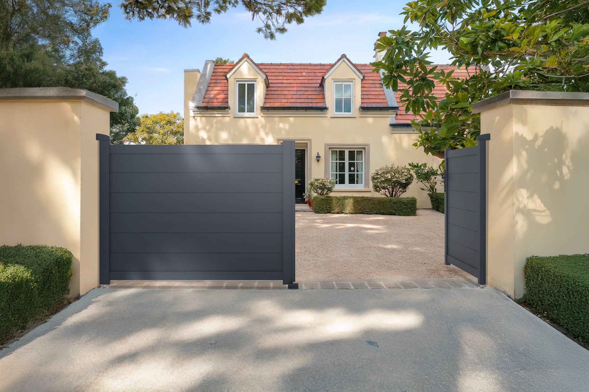 Portail battant 3m EIGER H.115cm + Portillon 1m EIGER H.115cm aluminium gris - 8