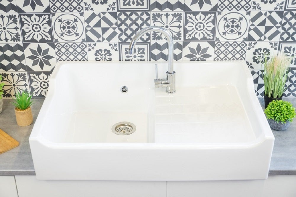 Evier Céramique Timbre D'office Grand Siecle Blanc 90cm - 2