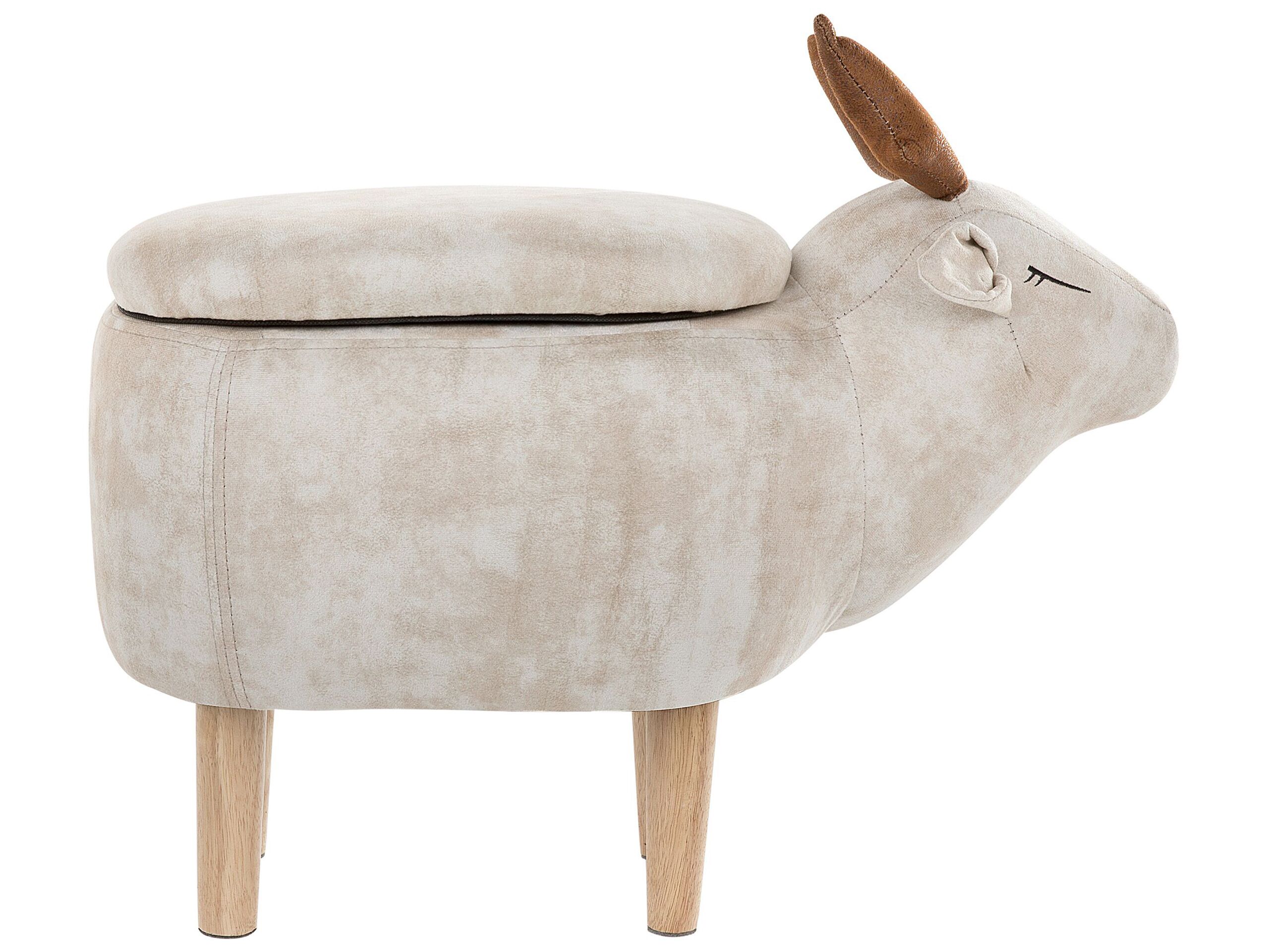 Pouf animaletto contenitore REINDEER Tessuto Beige - 4