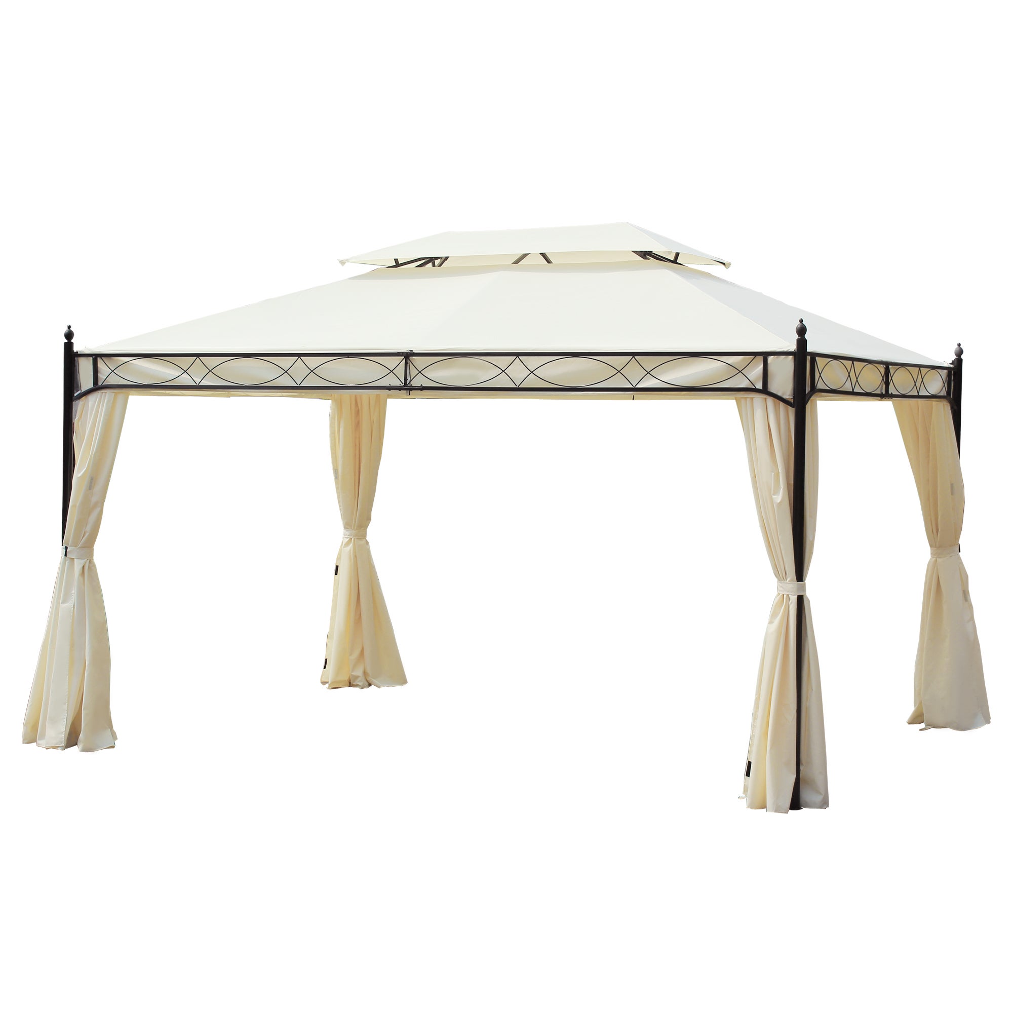 Outsunny  Cenador De Jardín Acero, Poliéster 400X300x280 Cm Crema , Leroy Merlin