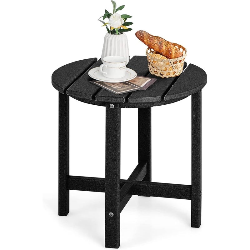 Stolik Ogrodowy z HDPE Obciążenie 100 kg – Regały z Listew Kompaktowy Rozmiar Okrągły 46 x 46 x 46 cm Czarny