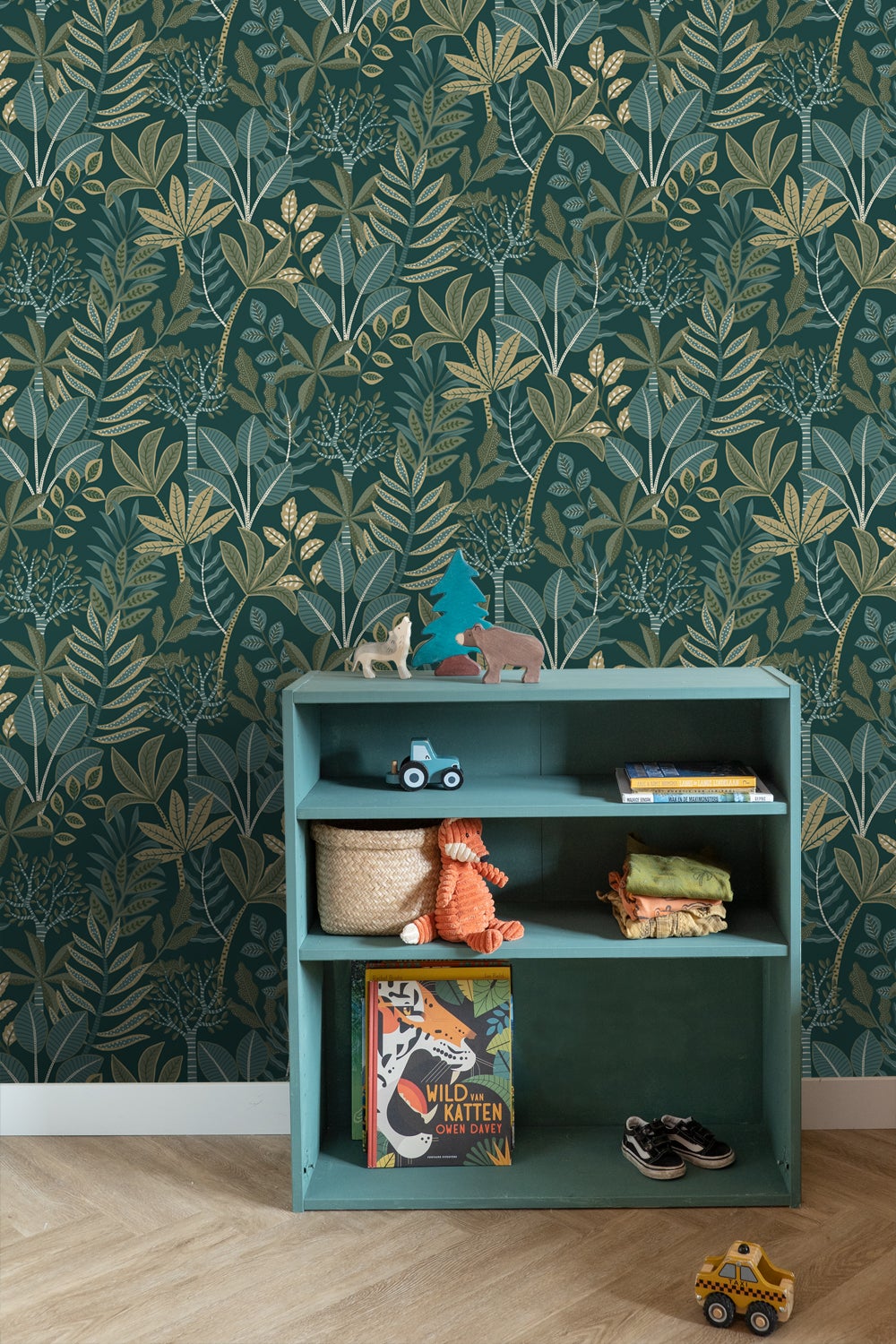 Papier peint feuilles bleu foncé et vert - 50 x 900 cm - ESTAhome - 5