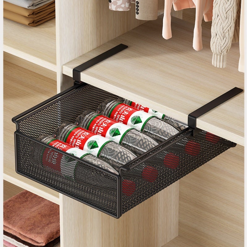 BOMCLAP Cloison coulissante pour penderie, boîte de rangement pour chaussettes suspendue à un meuble, panier suspendu style tiroir - 4