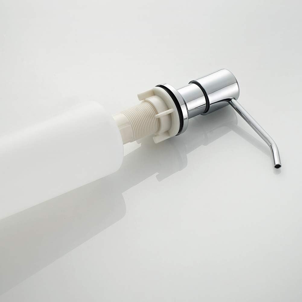 Distributeur de savon pour évier de cuisine 500 ml, diffuseur à pompe, distributeur de liquide vaisselle dissimulé, chromé, argent - 3