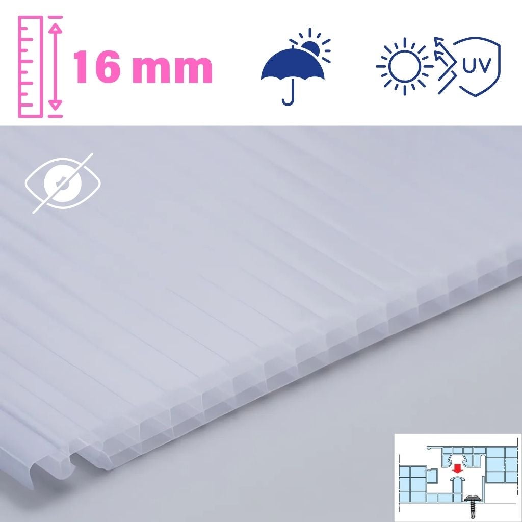 Lastra Policarbonato Alveolare Trasparente 2000x980x25mm – Isolamento Termico U=1,3, Anti-UV