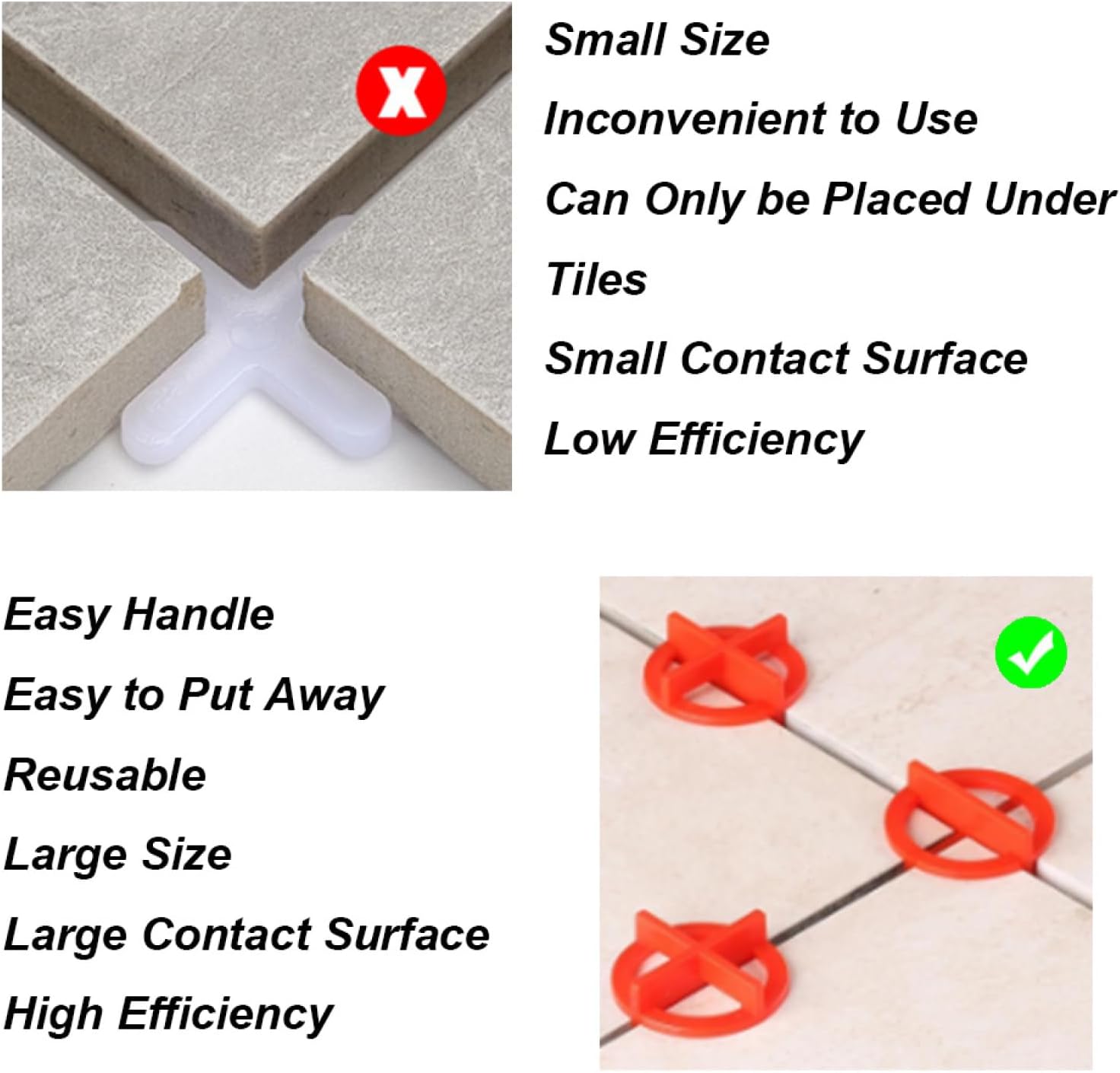 100 pcs Système de nivellement de carrelage en croix de 3 mm, outils de nivellement pour installation et alignement au sol - Bleu - 4