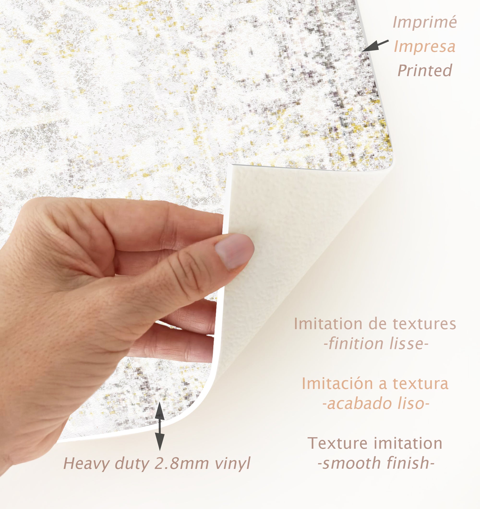 Tapis antidérapant en vinyle, Sarabi abstracta 160x230 cm - PVC imprimé, lavable, ignifuge, pour le salon et la cuisine - 4