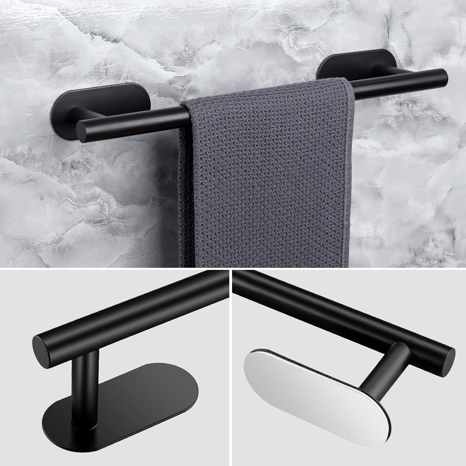 Portasciugamani da bagno a 5 pezzi, portasciugamani da parete in acciaio inox, portarotolo, anello per asciugamani - Argento | Leroy Merlin