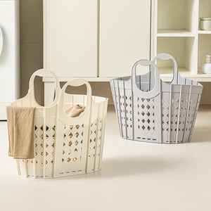 Cesto Portabiancheria Pieghevole In Tessuto Oxford Con Manici - 44x34.5 Cm, Multiuso Per Camera Da Letto, Bagno, Dormitorio, Giocattoli E Biancheria, Beige - 2