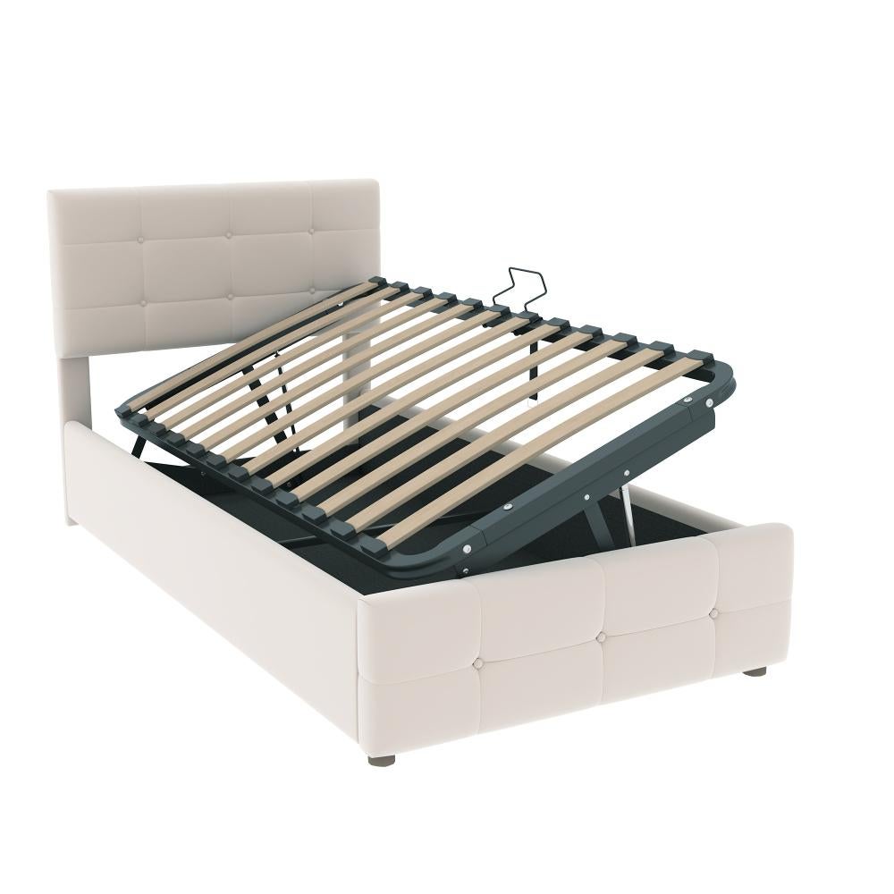 Letto per bambini 90x200 con contenitore idraulico, testiera regolabile, letto box alto in morbido velluto. - 8