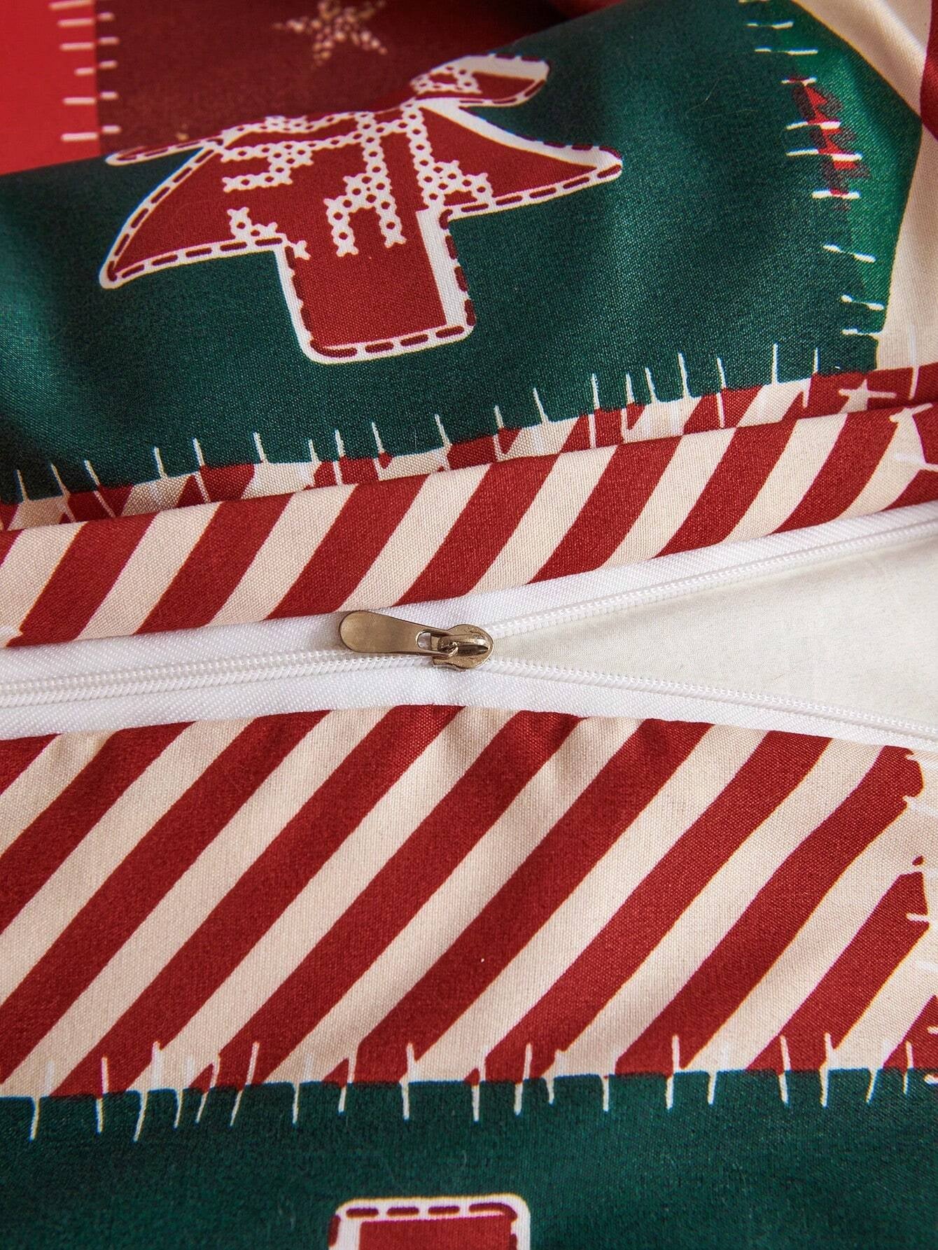 Set copripiumino con motivo natalizio, set copripiumino con stampa di albero di Natale, uomo, fiocco di neve, 200 cm x 200 cm - 3