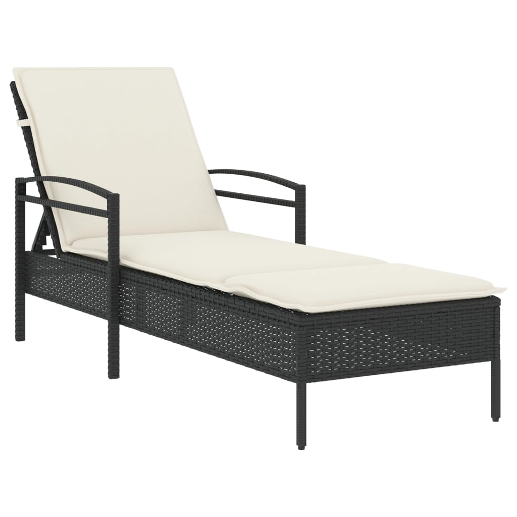 Coussin épais Pour Chaise Longue Extérieur – 48x170 Cm, Rembourrage Confortable, Attache Antidérapante, Couleur Noire - 4