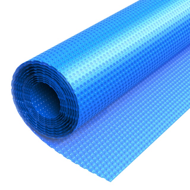 Lona SucceBuy solar piscina 11x4,9 m, rectangular burbujas 0,3 mm, absorbe calor día, conserva noche, piscinas elevadas/enterradas, azul