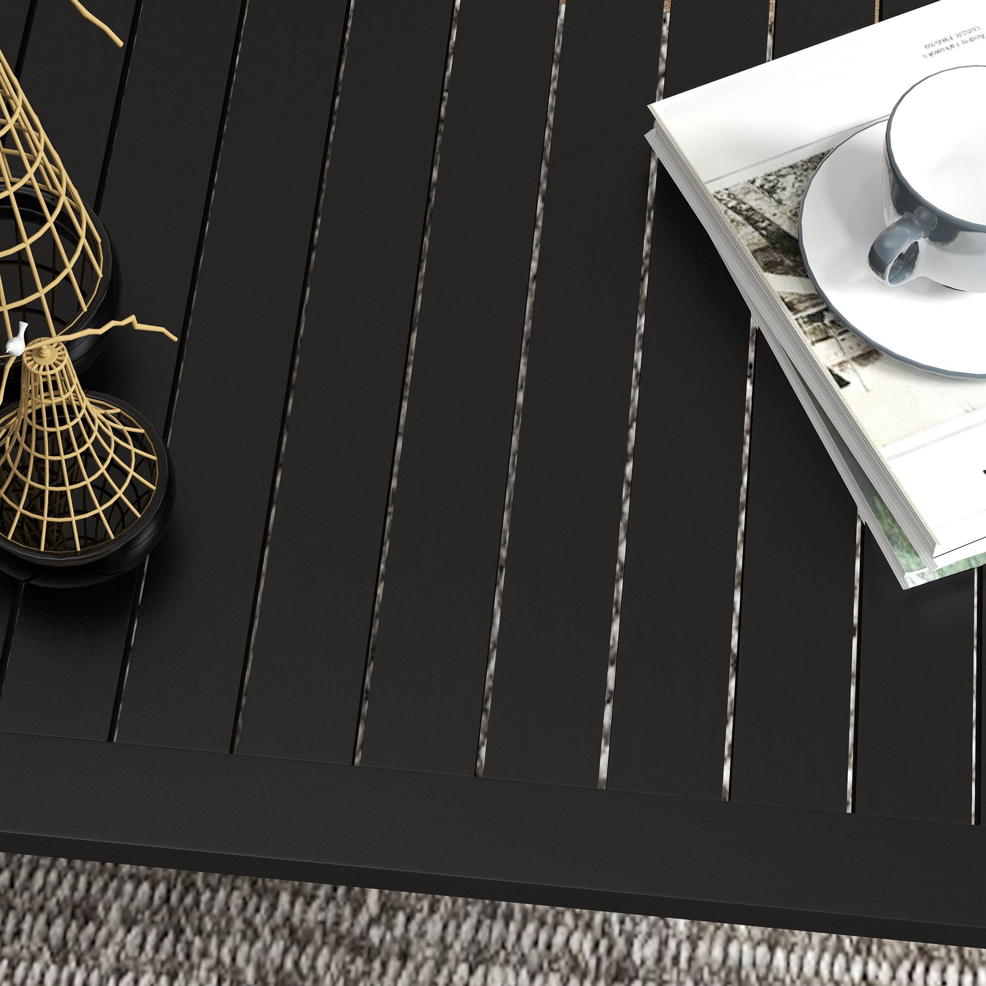 Table basse de jardin ovale en Aluminium Noir 3 places - 8