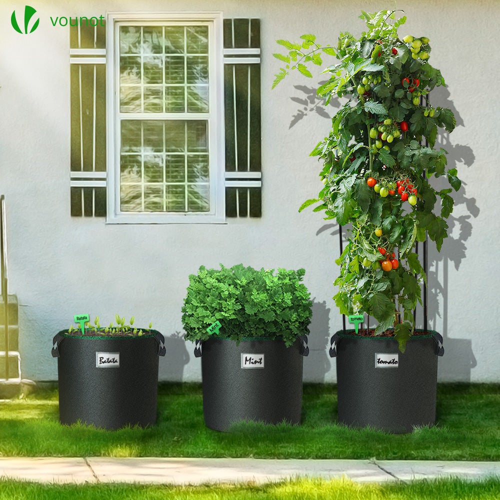Lot de 5 sacs de plantation non tisse 65L avec poignee Noir VOUNOT® - 5