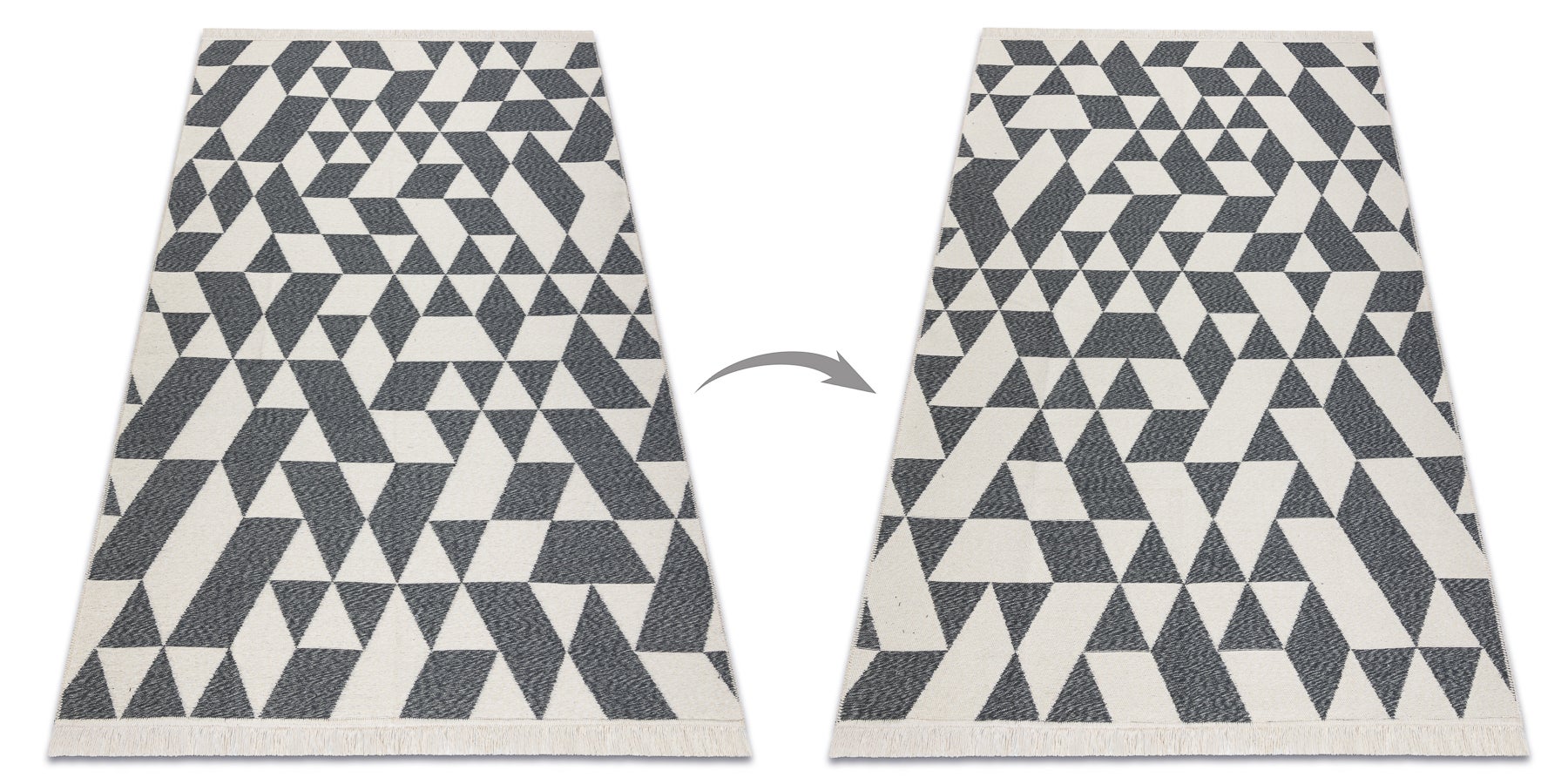 Dywan TWIN 22992 Geometryczny, bawełna, dwustronny Ekologiczny frędzle - antracyt / krem 140x190 cm - 4