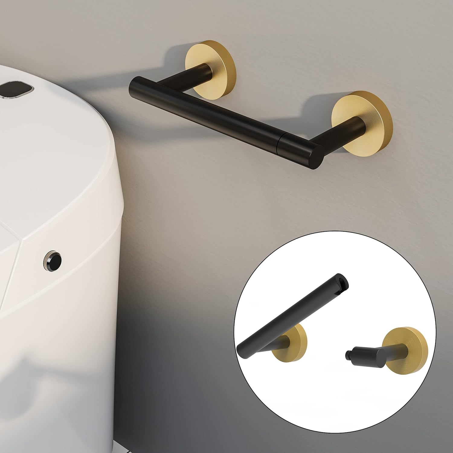 Czarny złoty uchwyt na papier toaletowy 21*9*5 cm 2-kolumnowy obrotowy uchwyt na papier toaletowy ze stali nierdzewnej, ruchomy, ścienny