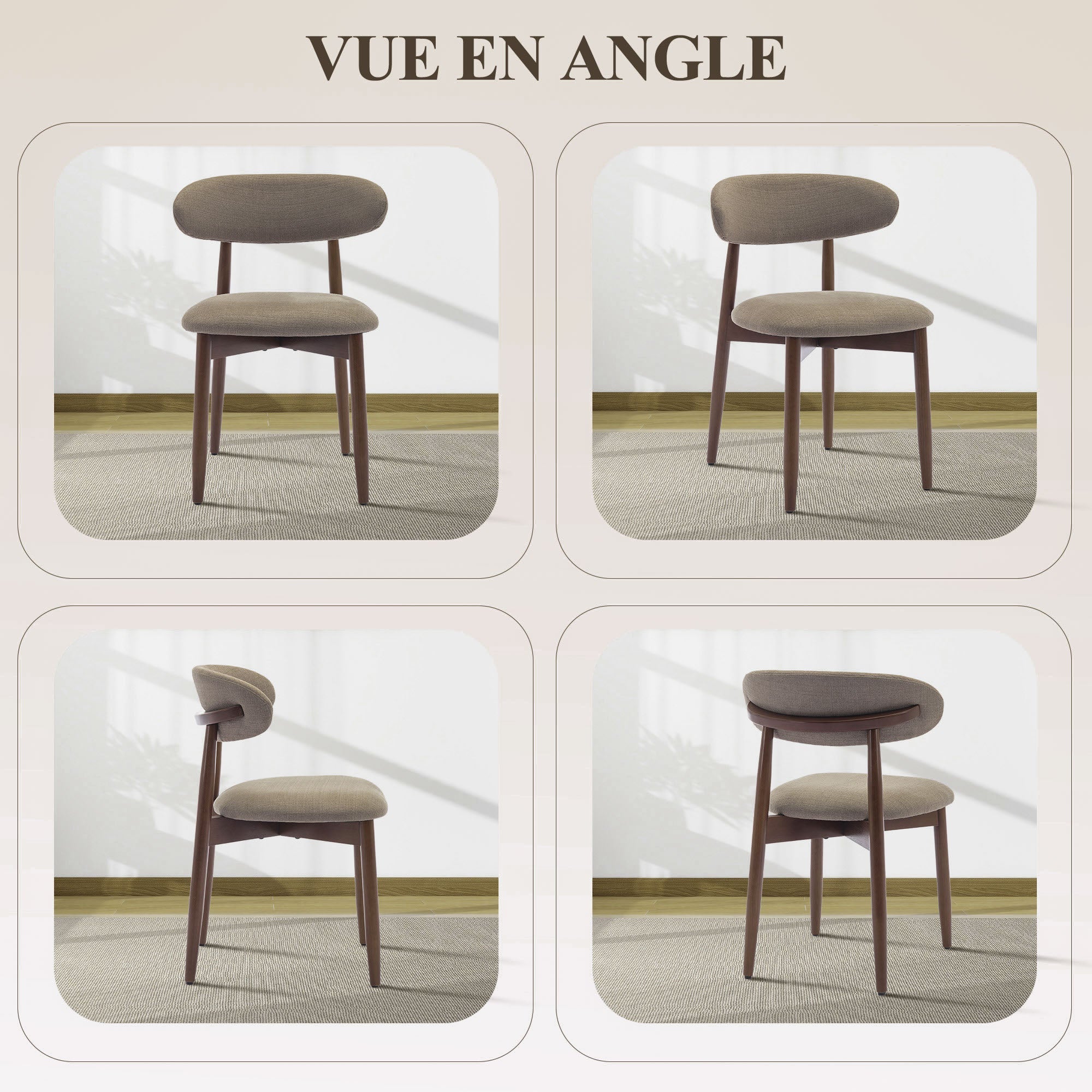 Lot de 2 Chaises de Salle à Manger, Assise en Mousse Haute Densité, Dossier Ergonomique, Marron - 7