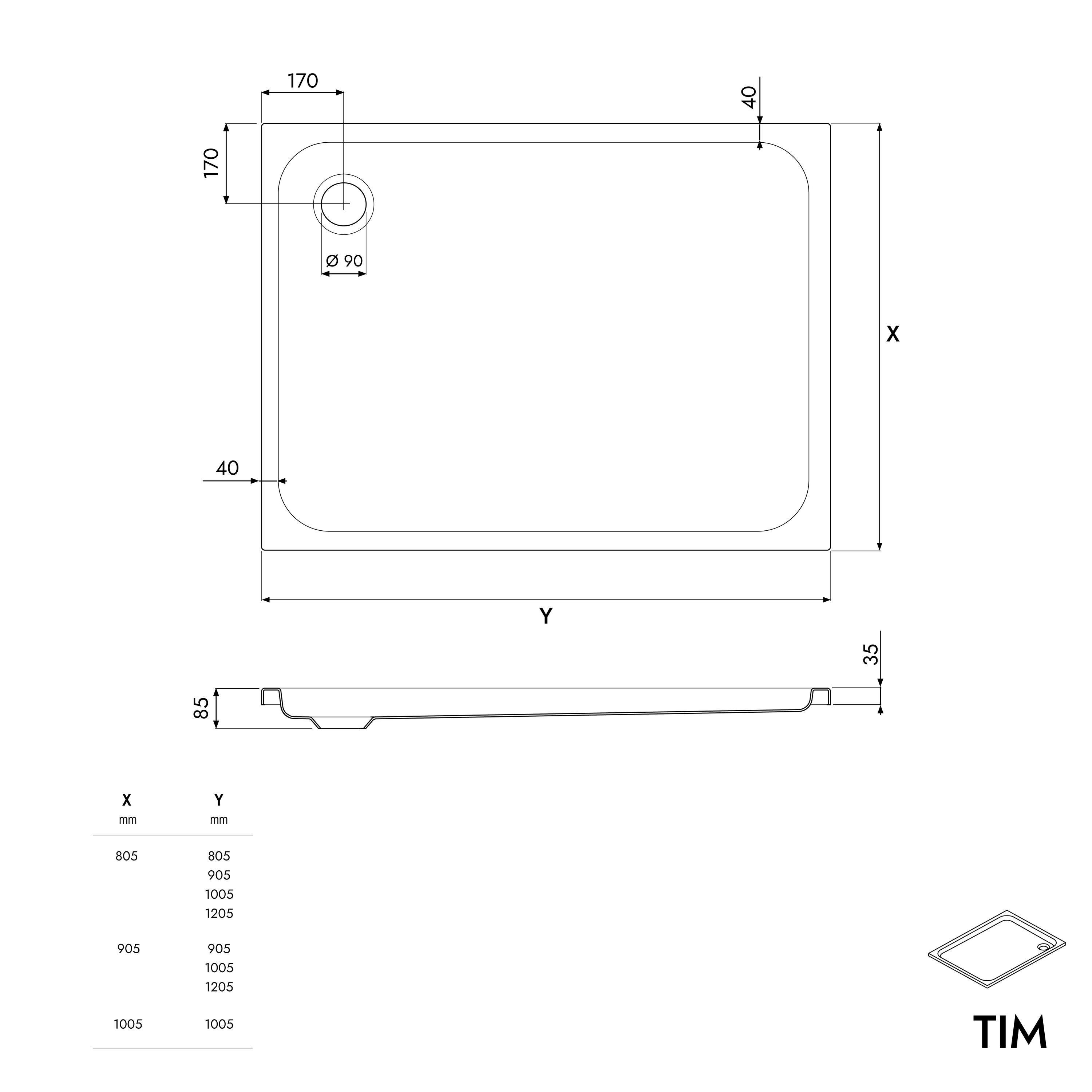 Bernstein Brodzik płaski akrylowy brodzik niski prysznicowy TIM 80x80 biały połysk - 5
