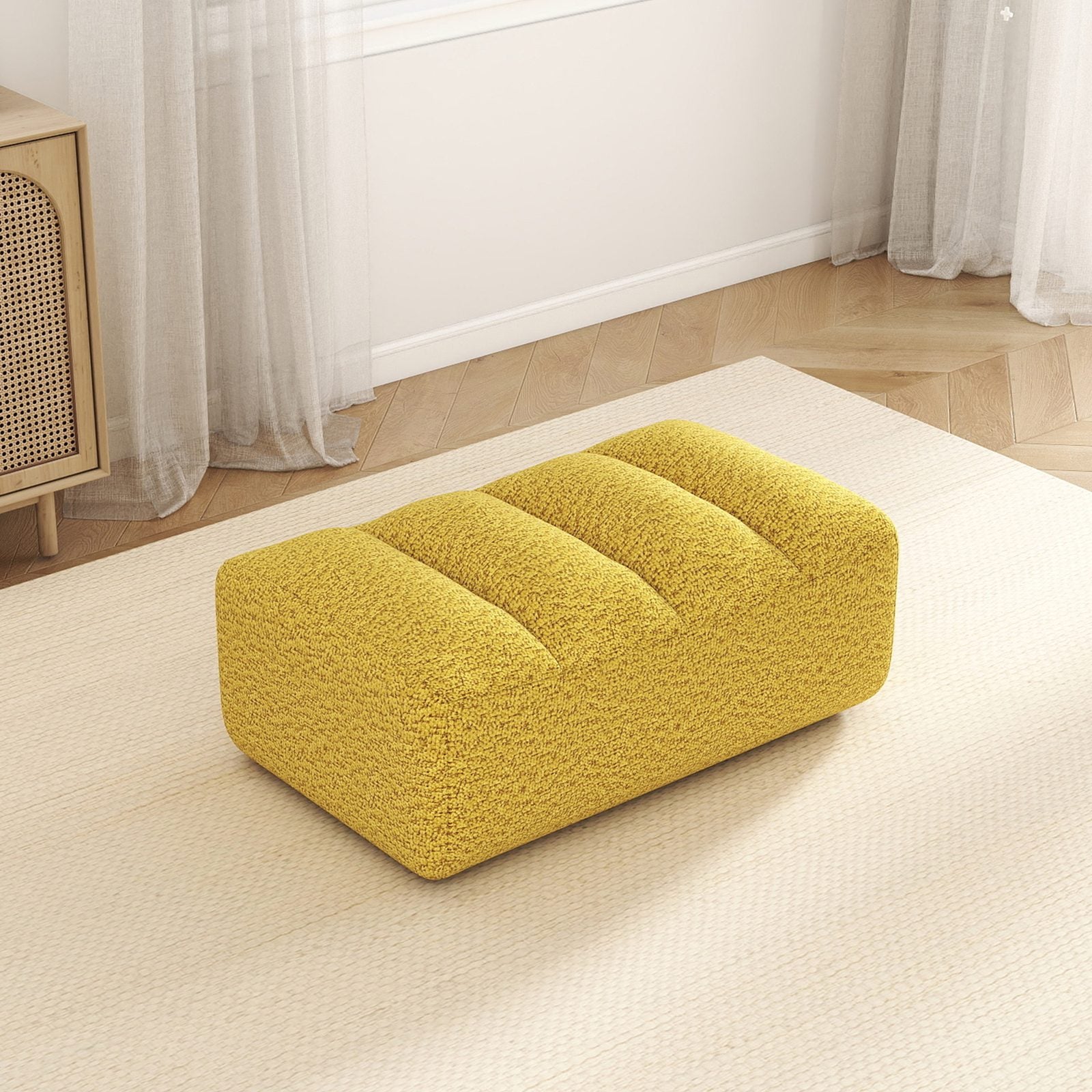 Pouf en tissu polaire granuleux jaune | Leroy Merlin