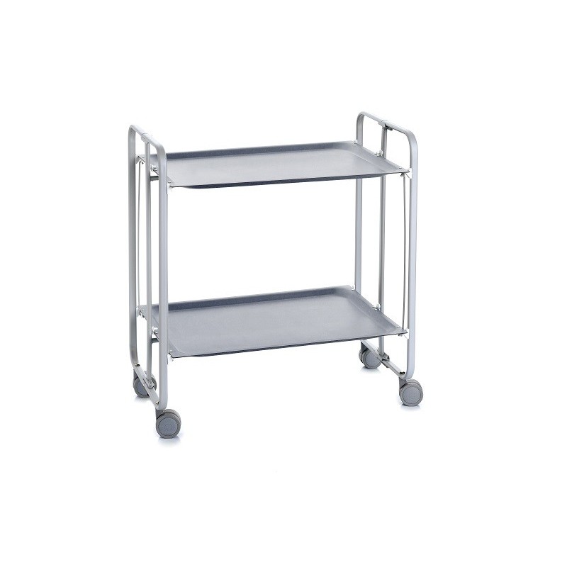 Don hierro - carrito auxiliar plegable bauhaus con ruedas – armazón metálico gris, 2 niveles, 4 posiciones ajustables-