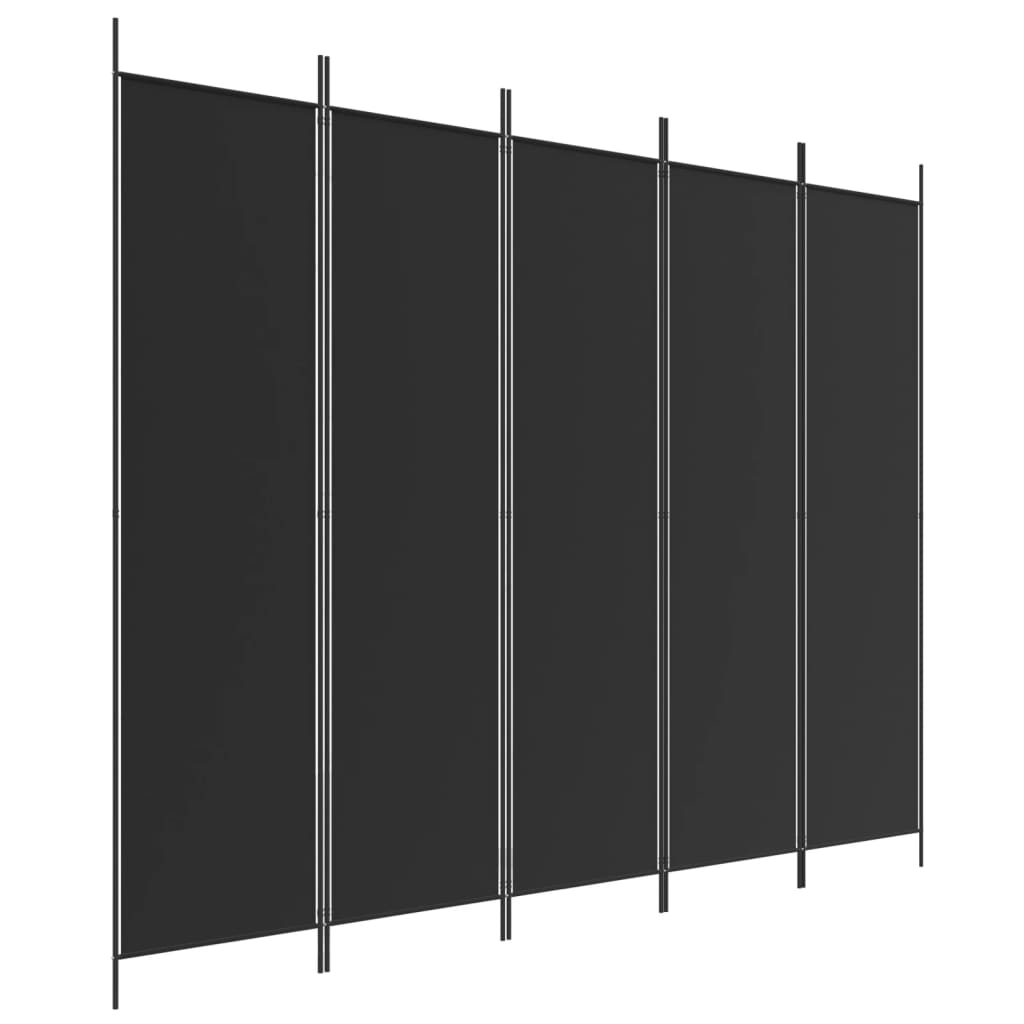 Ścianka działowa z 5 panelami z czarnej tkaniny 250x200 cm