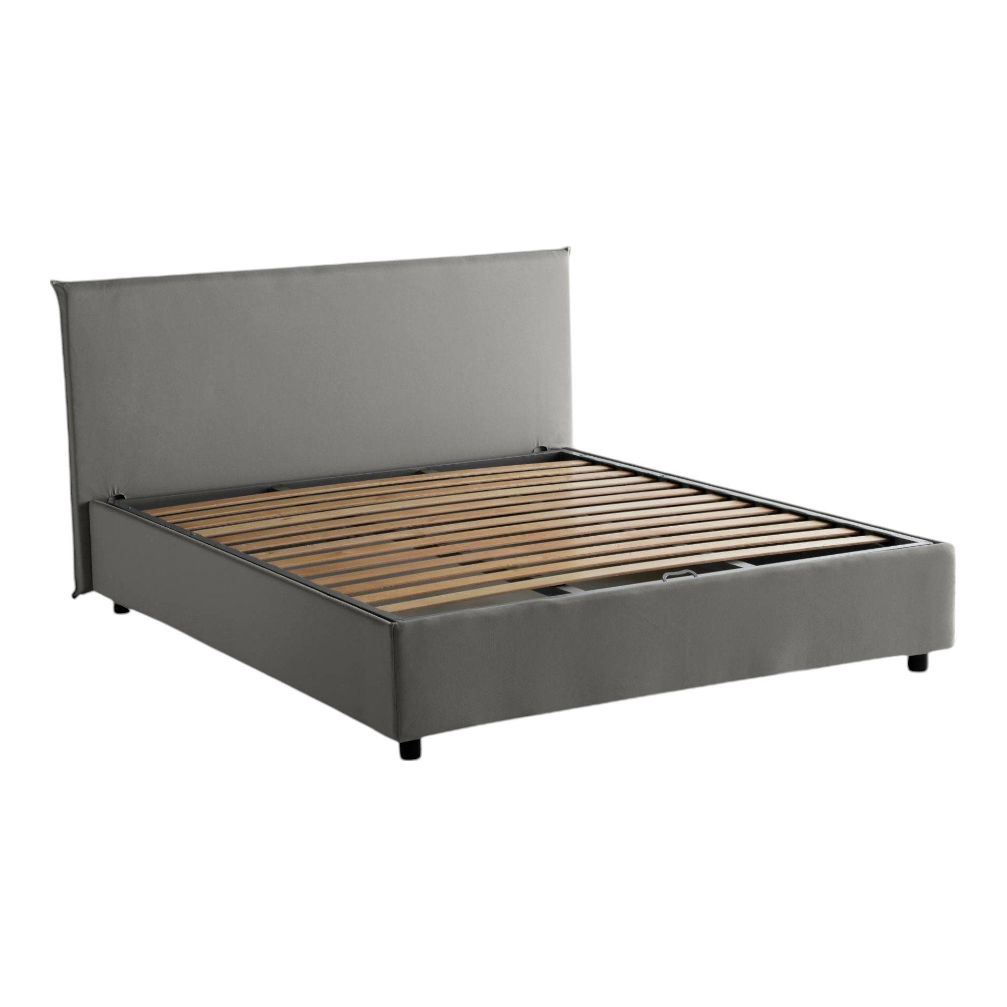 Lit double Made in Italy, Matelas déhoussable inclus, rangement, gris - Ariadni - 7
