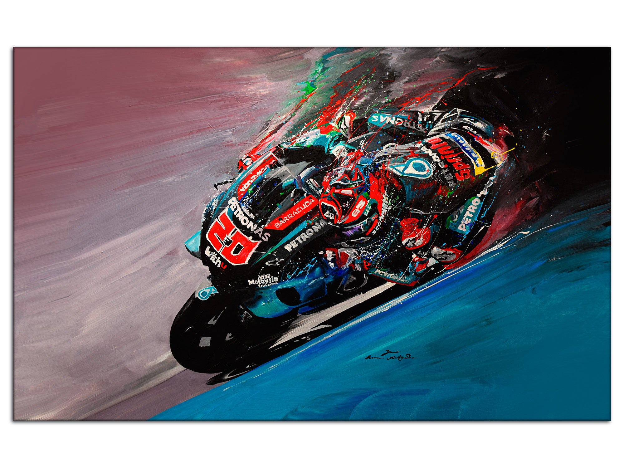 DECLINA, Tableau toile imprimée, Tableau toile reproduction peinture Quartararo Moto GP, 150x100 cm - 3