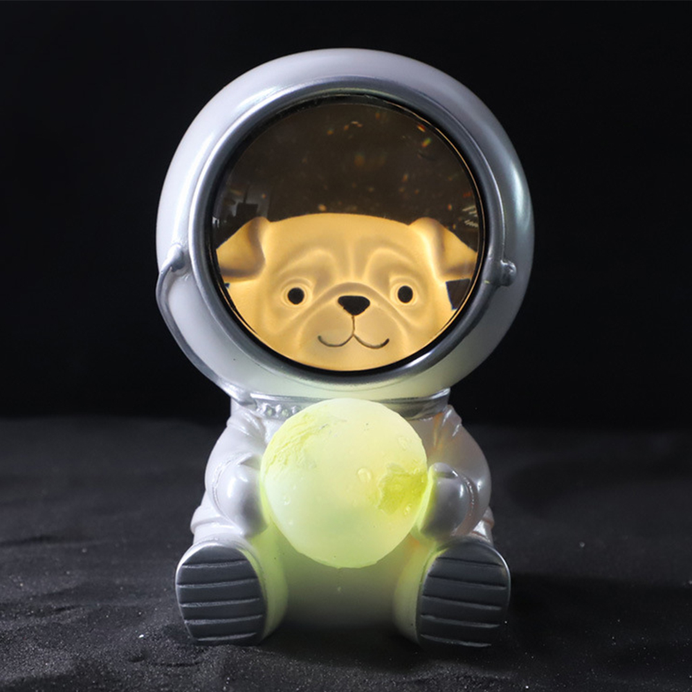 Spaceman led luz nocturna habitación infantil astronauta luna lámparas galaxy guardian escritorio decoración luz regalo de cumpleaños (perro espacial)