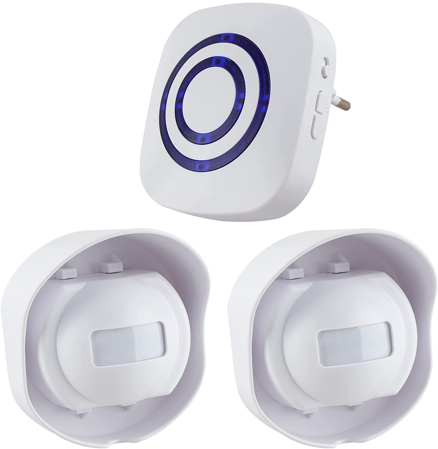 Sensore Di Movimento Wireless, Domowin Allarme Campanello Wireless Kit Di Allarme Con Sensori Di Movimento Infrarossi 1 Ricevitore E 1 Di Sensore ALLARME PIR 38 Suonerie (1 Ricevitor + 2 Sensori