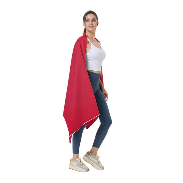 Rosso brillante – Asciugamano microfibra 76x190cm con chiusura magnetica, asciugatura rapida, leggero, assorbente, ideale spiaggia piscina sauna