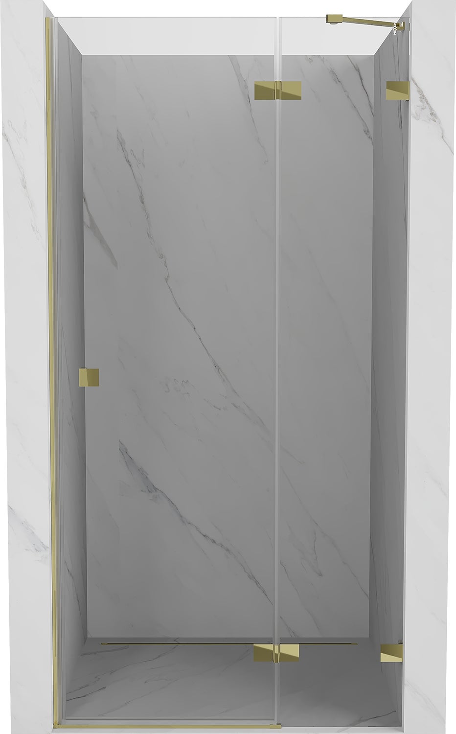 Mexen Lunar drzwi prysznicowe uchylne prawe 125 cm, transparent, złote - 834-125-000-50-00-P