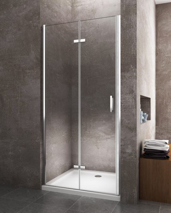Drzwi prysznicowe składane jak książka (harmonijkowe), montaż we wnęce, szkło 6 mm Easy-Clean, chrom, wys. 190 cm – drzwi 98-101,5 - 3